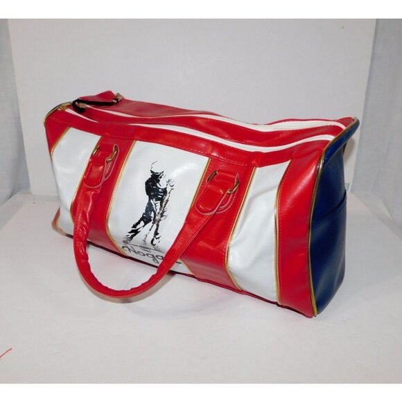 Vintage Ben Hogan Golf Tour Duffle Travel Gym Bag Red White Blue Vinyl - Picture 13 of 13